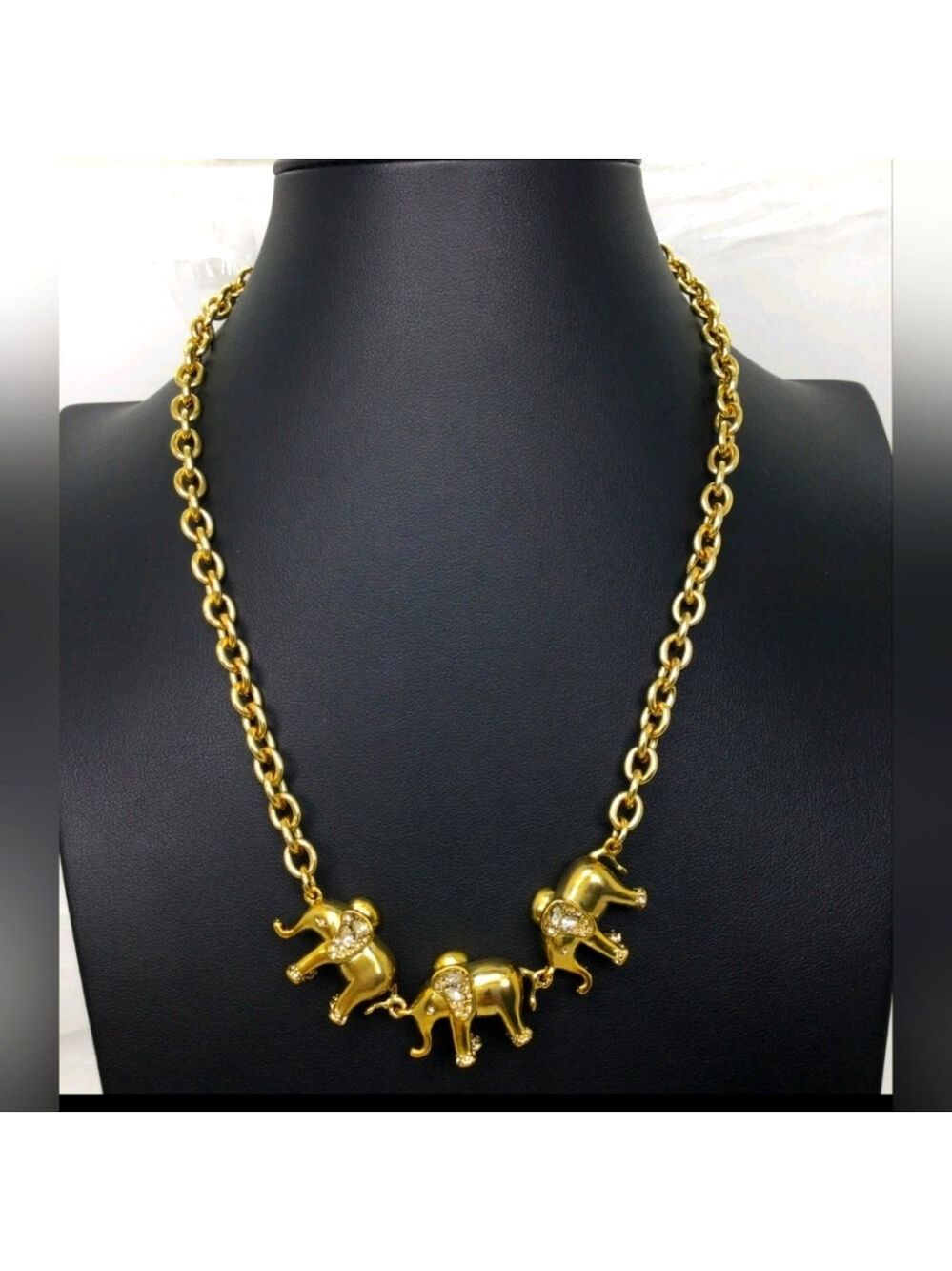 Ann Taylor Rhinestone Elephant Necklace NWT